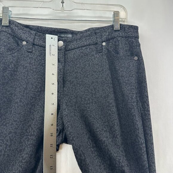 Eileen Fisher Pants Womens 12 Filigree Print Ponte Skinny Mid Rise Jegging Black - Picture 10 of 11